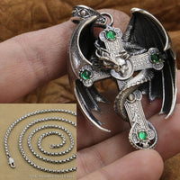 Original 925 Sterling Silver Gothic Dragon Cross Pendant Mens Biker Punk Pendant TA255