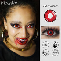 PINK MAGIC - Original 1 Pair Halloween Contacts Lenses Color Contacts Red Blackout White Contacts for Eye Anime Cosplay Contacts White Mesh Blind Lens