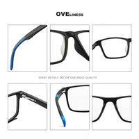 OVELINESS - Original TR90 glasses frame men myopia Prescription computer spectacle frames women Ultra light square eyeglasses frames for men eyewear