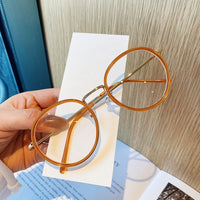 IMWETE - Original Fashion Big Round Glasses Frame Men Women Metal Glasses Frames Vintage Optical Eyeglasses Black White Spectacles