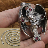 Original 925 Sterling Silver Gothic Dragon Cross Pendant Mens Biker Punk Pendant TA255