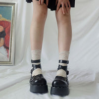 Original Rosetic Women Shoes Gothic Vintage Female Thin Shoes Black Girl Warhead Rivet Buckle Single Shoes Harajuku Retro Women Shoes