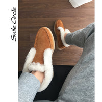 Original Ankle boots cow-suede-leather boots natural-fur Warm winter boots Slip-on snow boots for women