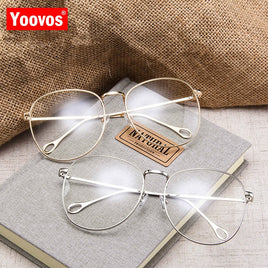 Yoovos 2021 Glasses Frame Women Round Oversized Eyeglasses  Frame Large Flat Mirror Eyewear Men/Women Big Frame Mirror Gafas