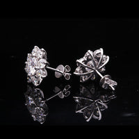 AEAW JEWELRY - Original 1.0ctw 5.0mm Round Excellent Cut DF Color VVS1 Moissanite Earring Flower Earring Real 18K White gold Stud Push Back