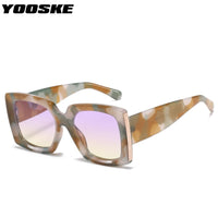 YOOSKE Oversized Sunglasses Women Men Vintage Wide legs Square Sun Glasses Fashion camouflage Leopard Black Eyeglasses UV400