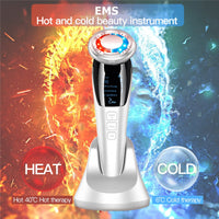 EMS Facial Massager LED light therapy Sonic Vibration Wrinkle Removal Skin Tightening Hot Cool Treatment Skin Care Beauty Device