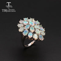 Original TBJ, Top quality Natural Opal Luxury gemstone Ring oval cut 4*6mm 21 piece 10.5ct  925 sterling silver fine jewelry for women