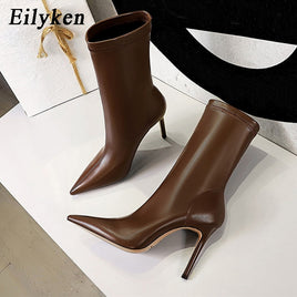 Original Eilyken 2022 Spring High Quality Soft PU Leather Boots Women Pointed Toe Pumps Heels Fashion Ladies Party Shoes Size 34-40