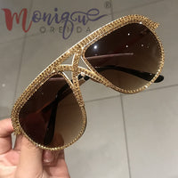 MONIQUE ORENDA - Original Sunglasses Women 2022 Rhinestone Oversized Sun Glasses Men Luxury Designer Eyeglasses Oculos De Sol Feminino