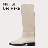 Original RIZABINA Size 34-43 Women Knee Boots Real Leather Platform Winter Shoes For Woman 2022 Warm Fur Long Boots Office Lady Footwear