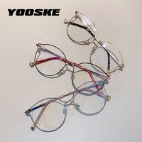 YOOSKE Fashion Cat Eye Glasses Frames Women Trending Myopia Frame Transparent Optical Spectacles Rose Gold Fake Eyeglasses