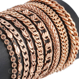 Original Bracelets for Women Men 585 Rose Gold Copper Curb Cuban Snail Link Chain Bracelet On Hand Hot Party Jewelry Gifts 18cm-23cm GBB1