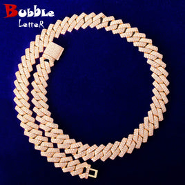 Original Bubble Letter Miami Cuban Link Chain for Men Necklace Choker Charms Gold Color Iced Out Fashion Jewelry 2021 Trend