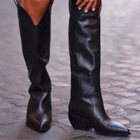 Original Black pu material ladies over the knee boots 2021 new ladies knight boots pointed toe ladies boots