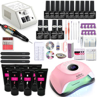 Manicure Set With 180W/120W/54W Led Nail Lamp Nail Set 35000RPM Nail Drill Machine 20/10 Colour Poly Extension Nail Gel Set