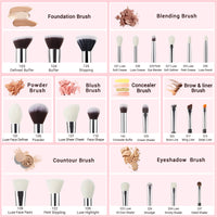 Jessup 25pcs Professional Makeup Brushes Set Natural-Synthetic Foundation Powder Eyeshadow Make up Brush Blushes Black T175