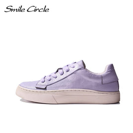 Original Smile Circle  Sheep leather Luxury Women Sneakers Casual Flat Ladies Shoes Fashion Breathable Comfort Women&#39;s Flat Shoes