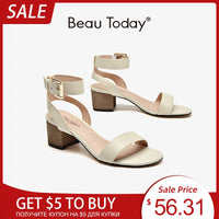 Original Beau Today High Heel Sandals Gladiator Women Genuine Cow Leather Ankle Buckle Strap Retro Summer Ladies Pump Shoes Handmade 31090