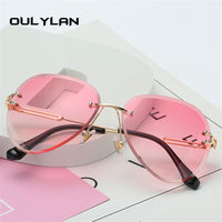 OULYLAN - Original  Rimless Sunglasses Women Brand Designer Sun Glasses Gradient Shades Cutting Lens Ladies Frameless Metal Eyeglasses UV400