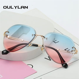 OULYLAN - Original  Rimless Sunglasses Women Brand Designer Sun Glasses Gradient Shades Cutting Lens Ladies Frameless Metal Eyeglasses UV400