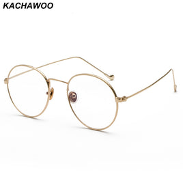 KACHAWOO OFFICIAL STORE - Original Computer Eyeglasses For Men Optical Gold Silver Anti Blue Light Glasses Frame Women Retro Round Metal Frame