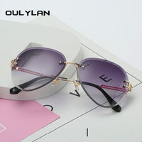 OULYLAN - Original  Rimless Sunglasses Women Brand Designer Sun Glasses Gradient Shades Cutting Lens Ladies Frameless Metal Eyeglasses UV400