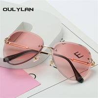 OULYLAN - Original  Rimless Sunglasses Women Brand Designer Sun Glasses Gradient Shades Cutting Lens Ladies Frameless Metal Eyeglasses UV400