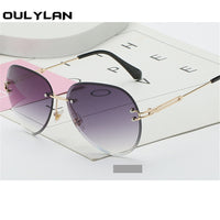 OULYLAN - Original  Rimless Sunglasses Women Brand Designer Sun Glasses Gradient Shades Cutting Lens Ladies Frameless Metal Eyeglasses UV400