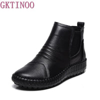 Original Genuine Leather Shoes Women Boots 2022 Autumn Winter Fashion Handmade Ankle Boots Warm Soft Outdoor Casual Flat Shoes Woman