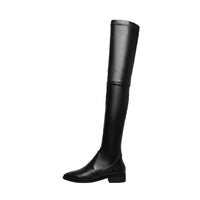 Original Krazing Pot 2022 genuine leather round toe stretch over-the-knee boots thick heels superstar wear thin leg thigh high boots L3f1