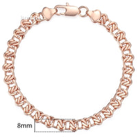 Original Bracelets for Women Men 585 Rose Gold Copper Curb Cuban Snail Link Chain Bracelet On Hand Hot Party Jewelry Gifts 18cm-23cm GBB1