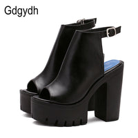 Original Gdgydh Hot Sale European Women Summer Shoes Slingbacks High Heels Sandals Platform Casual Shoes for Party 2021 New Black Size 42