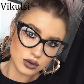 VIKULSI - Original 2017 New Sexy Cat Eye Optical Glasses Women Transparent Eyewear Brand Designer Vintage Clear Eyeglasses Optical Frame oculos