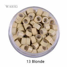 WZSQJN - 1000 Pcs 5.0mm*3.0mm*3.0mm Microring Con Vite, Silicone Micro Rings/Beads for Hair Extensions 9 Colors Optional