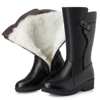 Original GKTINOO Winter Boots Wool Fur Inside Warm Shoes Women Wedges Heels Soft Leather Shoes Platform Snow Boots Footwear Botas