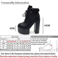 Original Gdgydh Hot Sale Russian Shoes Black Platform Boots Women Zipper Autumn High Heels Shoes Lace Up Ankle Boots White Rubber Sole