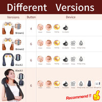 JinKaiRui 16 Massage Heads Heating Neck Shoulder Kneading Massager Cervical Therapy Health Care Back Waist Pain ReliefRelaxation