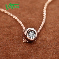 Original VISTOSO Gold Pendant For Women Pure 14K 585 Rose/white Gold Illusion-Set Miracle Plate Diamond Pendant Round Circle Fine Jewelry