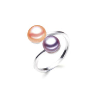 Original YIKALAISI Interlaced Natural Pearl Rings 925 Sterling Silver Jewelry for women 8-9mm Freshwater Double Pearl Ring Adjustable