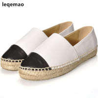 Original Classical Fashion Famous Patchwork Women Espadrilles Genuine Leather Woman Creepers Flats Ladies Loafers Casual Shoes Moccasins