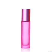 20pcs 10ml Portable Frosted Colorful Thick Glass Roller Essential Oil Perfume Vial Travel Refillable Rollerball Bottle