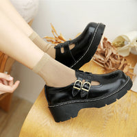 Original QPFJQD Japanese Literary Retro Lolita Women Pumps Mary Janes Shoes Round Toe Student Girl Platform T-Strap Buckle Bullock Shoes