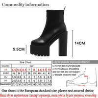 Original Gdgydh 2022 Fashion Autumn Women Ankle Boots Leather Black Female High Heels Shoes Ultra High Platform Heels Round Toe Lady Shoe