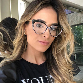 Original Glasses Transparent Women's Frame Eyeglasses Vintage Cat's Eye Clear Fake Glasses Frame Women Retro Flower Eyewear Frame Female