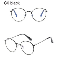 Original Computer Glasses 2021 Spectacle Frames Anti Blue Light Goggles Metal Eyeglasses Frame Women Round Clear Lens Fake Glasses