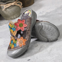 Original GKTINOO Flower Slippers Genuine Leather Shoes Handmade Slides Flip Flop On The Platform Clogs For Women Woman Slippers Plus Size