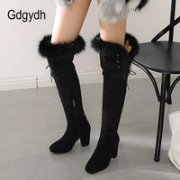 Original Gdgydh Female Snow Boots Winter Warm Shoes Woman Suede Over the Knee High Booties Shoes High Quality 2022 New Arrival Plush