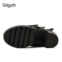 Original Gdgydh Sexy Rivet Black Ankle Boots Women Platform Soft Leather Autumn Winter Ladies Boots With Zipper Ultra High Heels Shoes