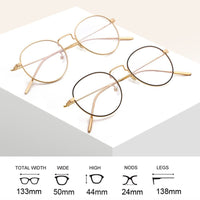 Original Computer Glasses 2021 Spectacle Frames Anti Blue Light Goggles Metal Eyeglasses Frame Women Round Clear Lens Fake Glasses